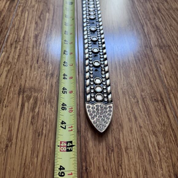 Luxury Diva Rhinestone Bling Cowgirl Fashion Black Belt Size L Missing 1 Stud - Picture 12 of 12